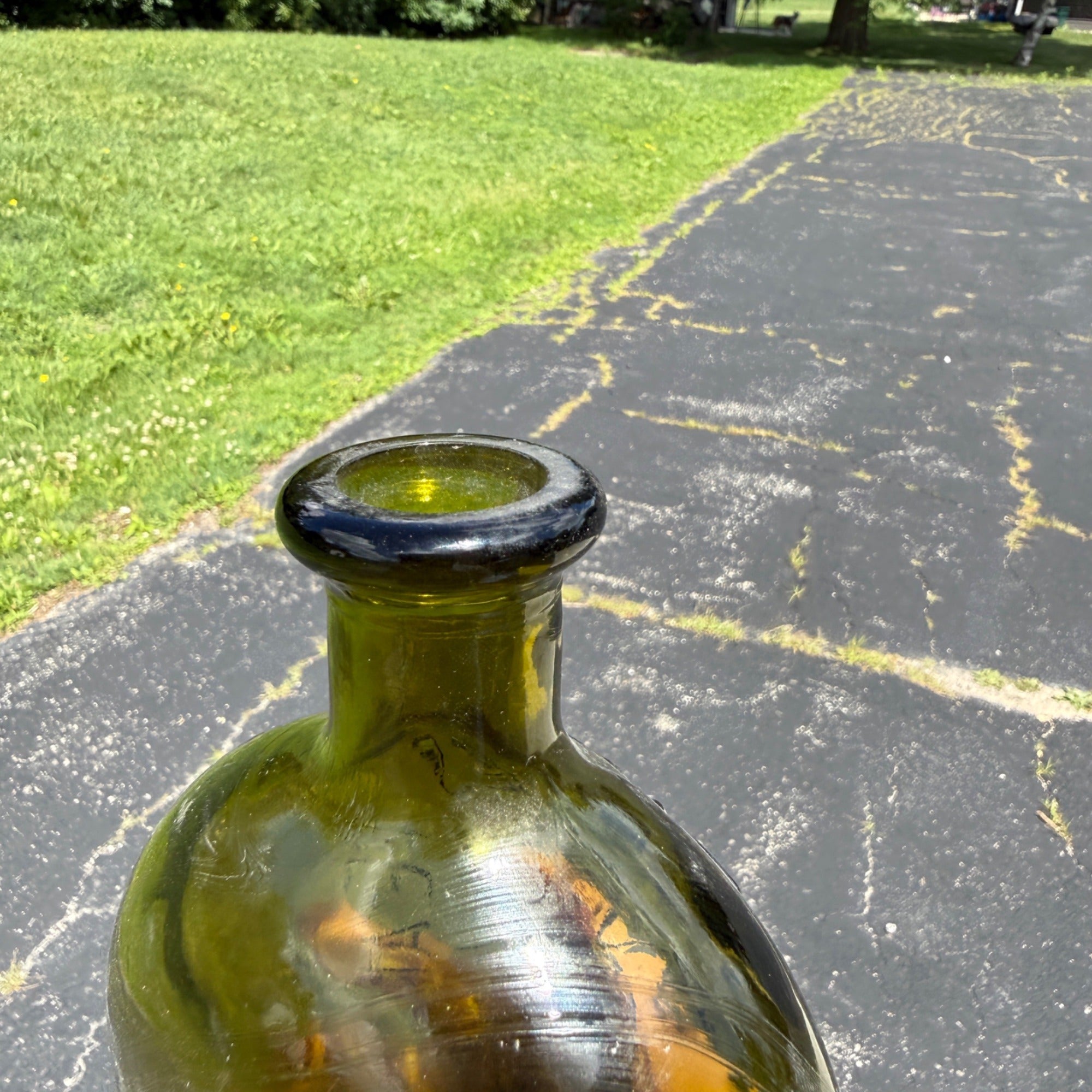 For Pikes Peak Flask Bottle Olive Green Glass Quart 1960s Reproduction