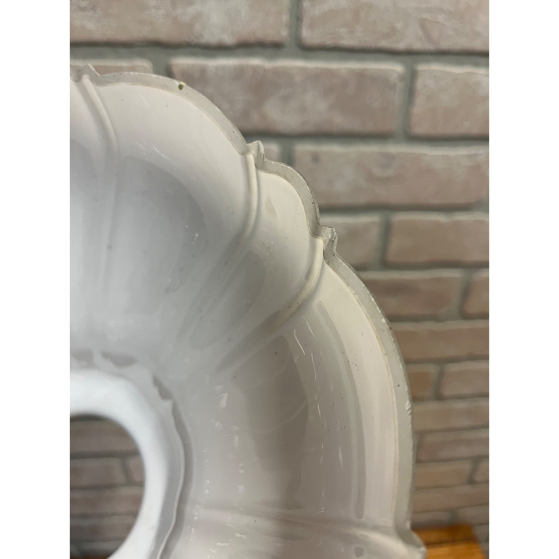 Antique Sheffield Style Clam Broth Glass Ribbed Light Shade Industrial 10-3/4"