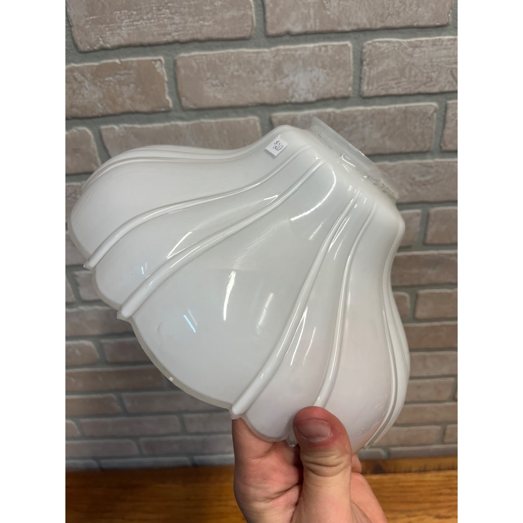 Antique Sheffield Style Clam Broth Glass Ribbed Light Shade Industrial 10-3/4"