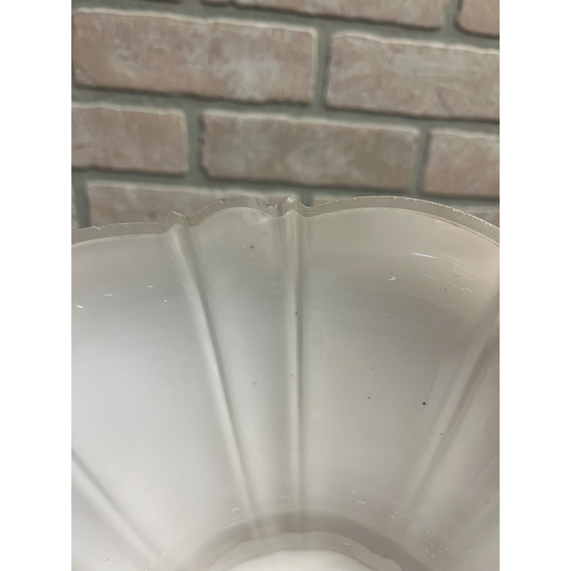 Antique Sheffield Style Clam Broth Glass Ribbed Light Shade Industrial 10-3/4"