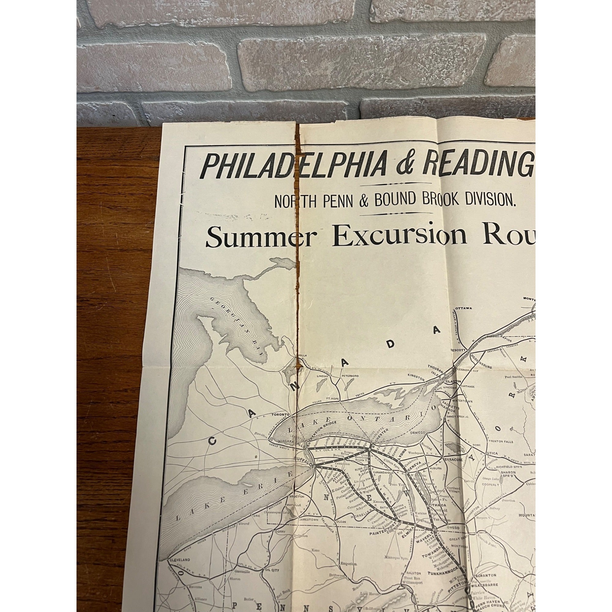 Vintage Philadelphia & Reading Railroad Map Summer Excursions North Pend Bound Brook