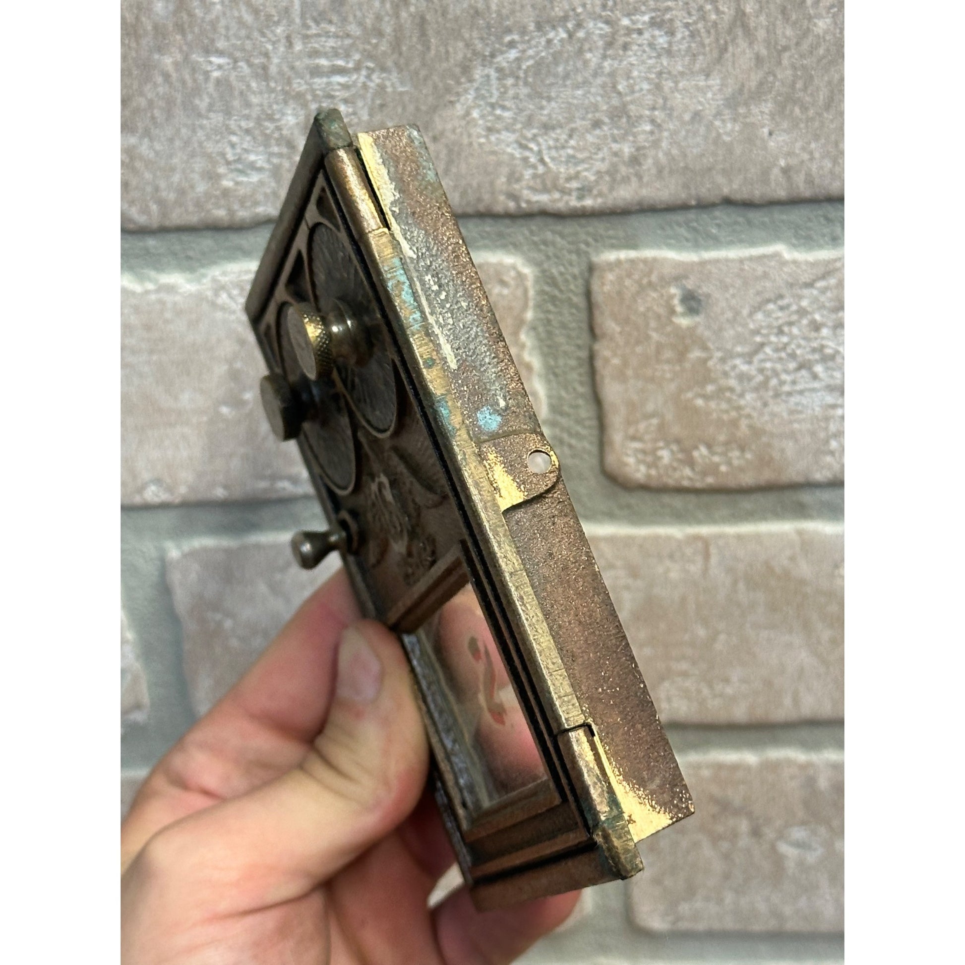 Antique Solid Brass US Post Office Eagle Box Door Corbin 2 Dial Combination USPS #2