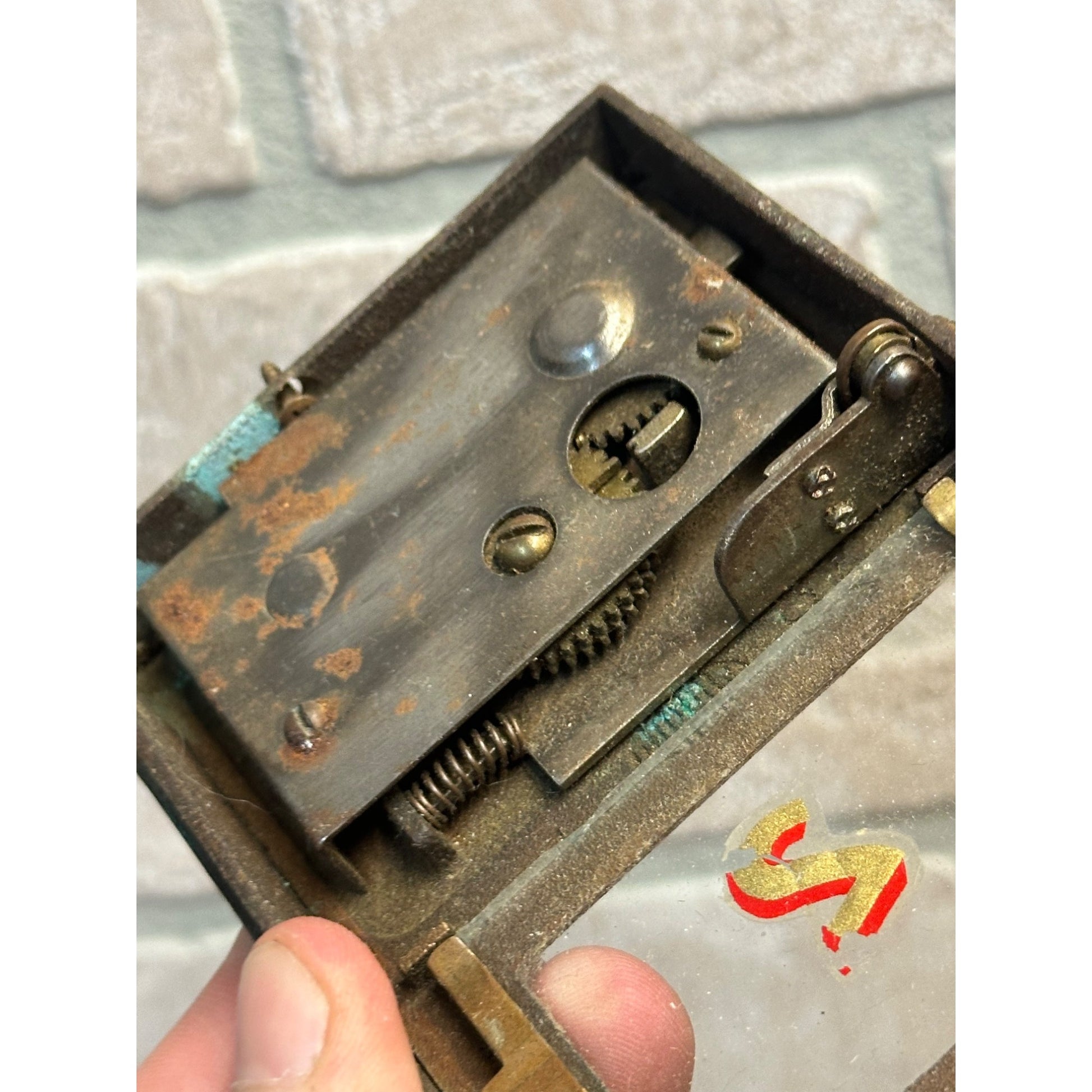 Antique Solid Brass US Post Office Eagle Box Door Corbin 2 Dial Combination USPS #2