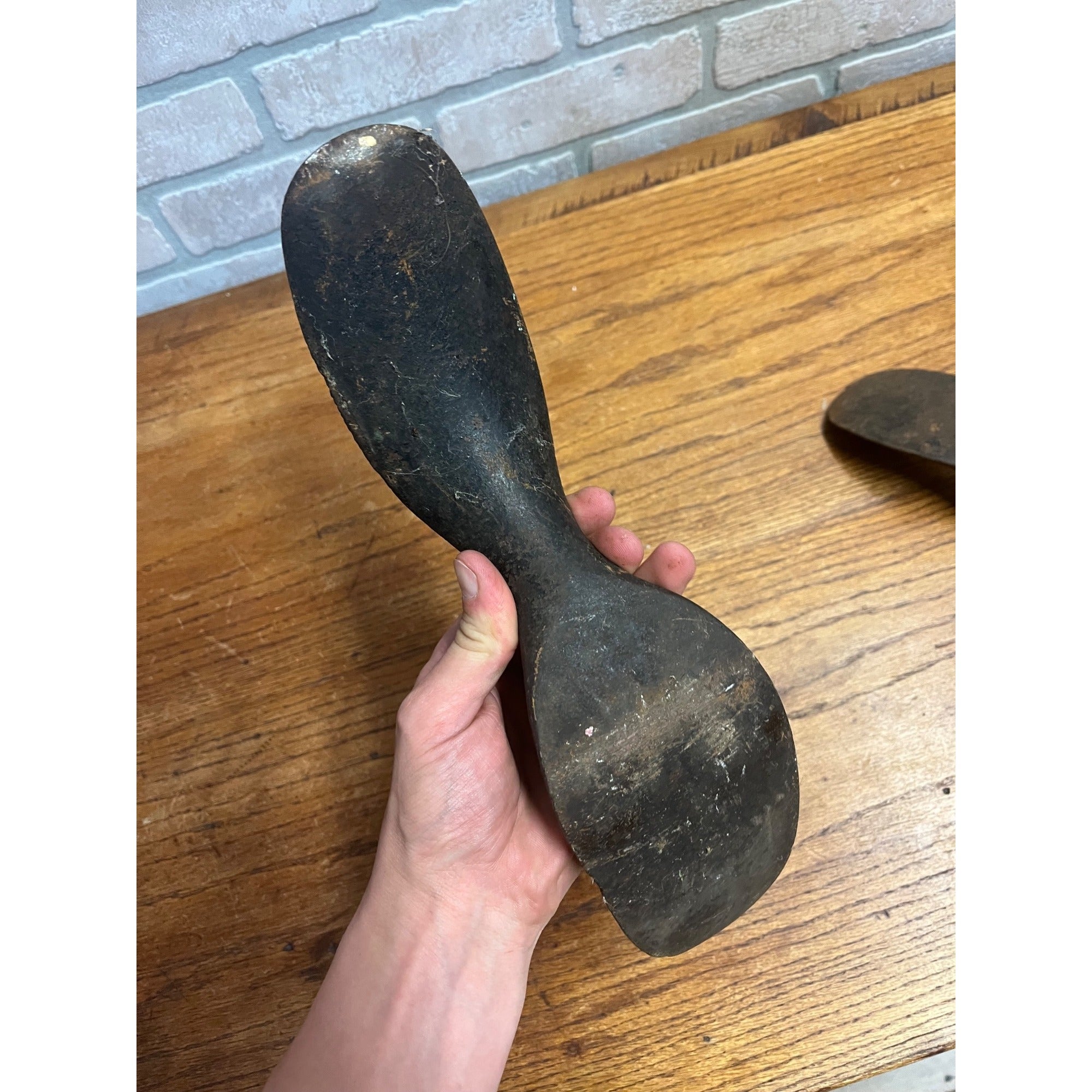 Antique Cast Iron Cobbler Tool Double Head Anvil Boots Shoe Repair Mold Lot (2)