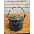 Antique Primitive Gray Enamel Graniteware Lidded Berry Bucket / Berry Pail / Farmhouse Decor, Miniature
