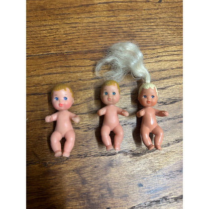 Lot Of 3 Vintage 2" Barbie Baby Krissy Doll Blonde Long Hair Mattel 1973