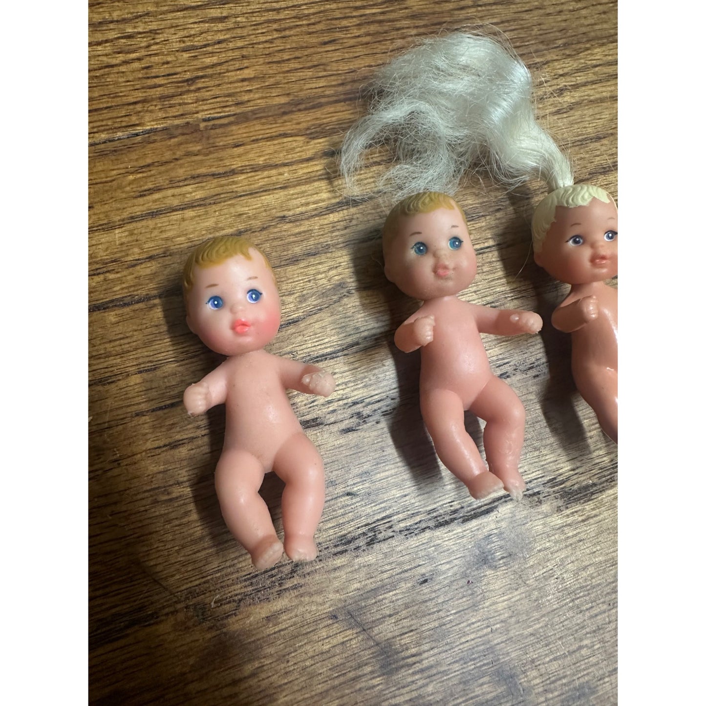 Lot Of 3 Vintage 2" Barbie Baby Krissy Doll Blonde Long Hair Mattel 1973