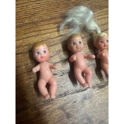 Lot Of 3 Vintage 2" Barbie Baby Krissy Doll Blonde Long Hair Mattel 1973