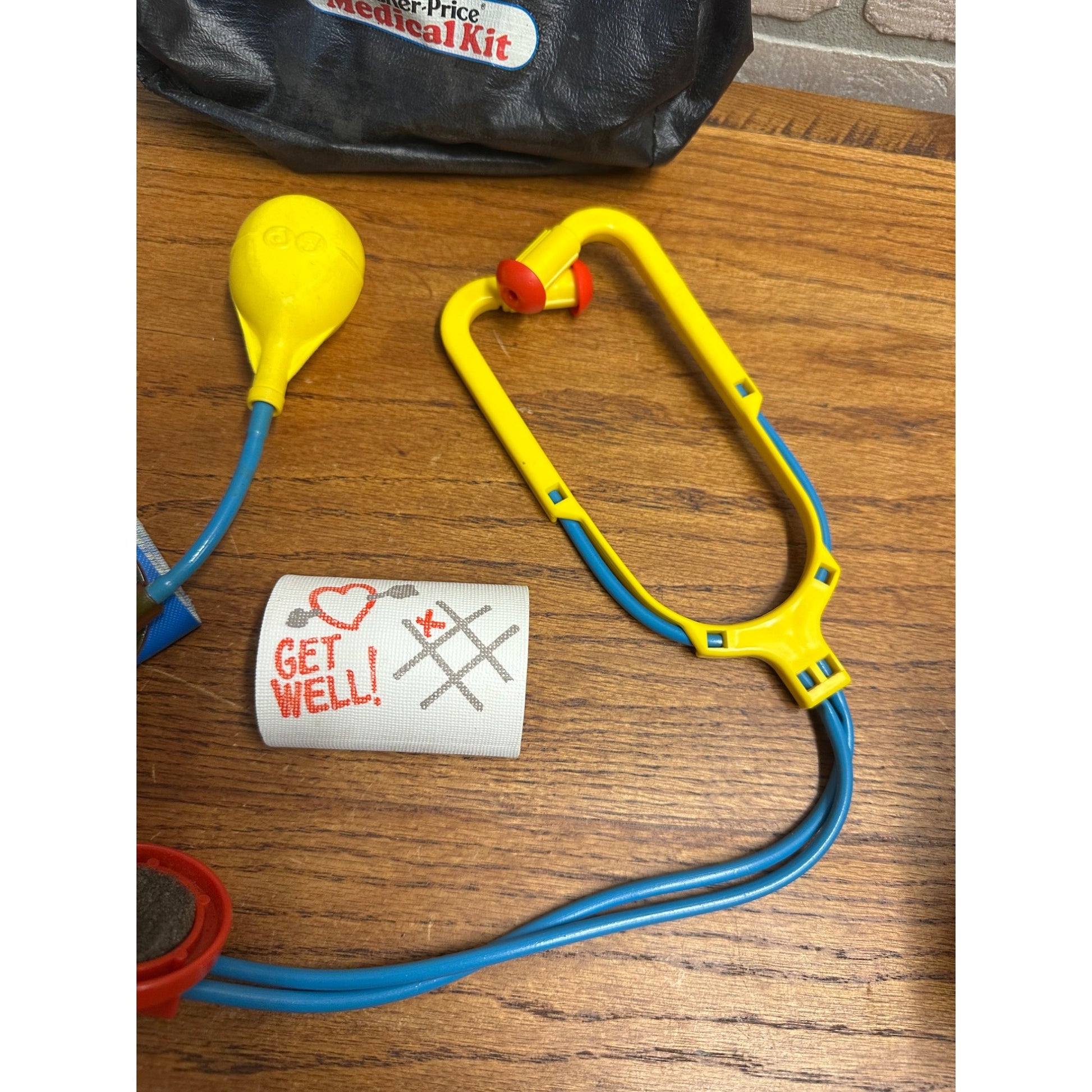 Vintage Fisher Price Medical Kit Bag Play Doctor Toy w/ Equipment