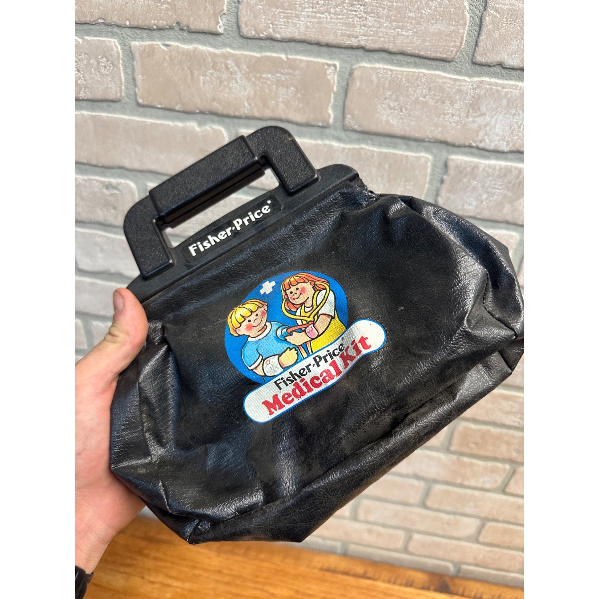 Vintage Fisher Price Medical Kit Bag Play Doctor Toy w/ Equipment