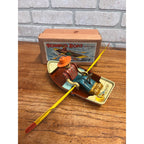 RARE Vintage 1950s Tin Litho Windup Row Rowing Boat Japan Momoya / Nikko w/ Box