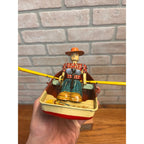 RARE Vintage 1950s Tin Litho Windup Row Rowing Boat Japan Momoya / Nikko w/ Box