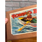 RARE Vintage 1950s Tin Litho Windup Row Rowing Boat Japan Momoya / Nikko w/ Box