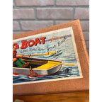 RARE Vintage 1950s Tin Litho Windup Row Rowing Boat Japan Momoya / Nikko w/ Box