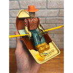 RARE Vintage 1950s Tin Litho Windup Row Rowing Boat Japan Momoya / Nikko w/ Box