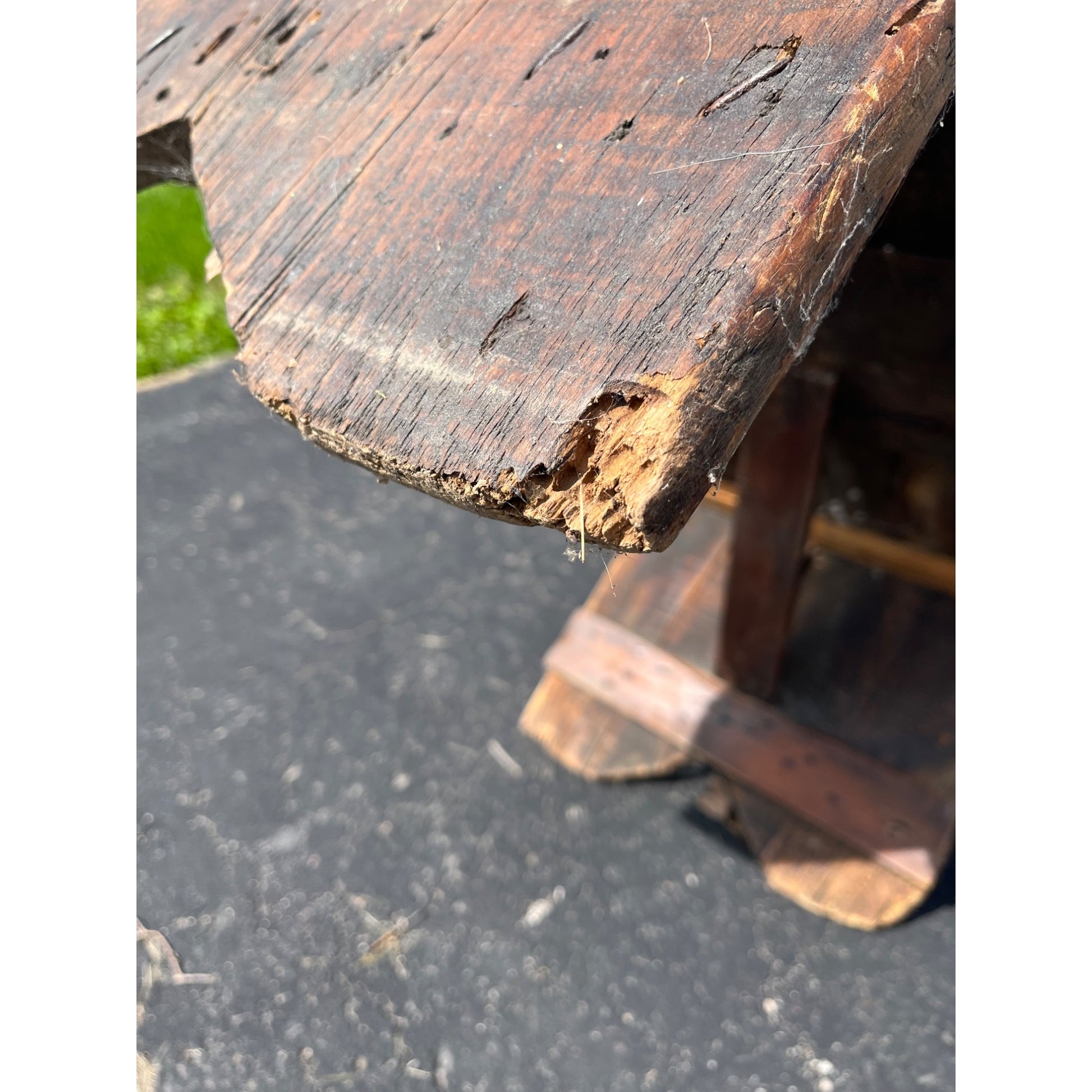 Antique Primitive Wooden Wide Bench Plant Stand Worn
