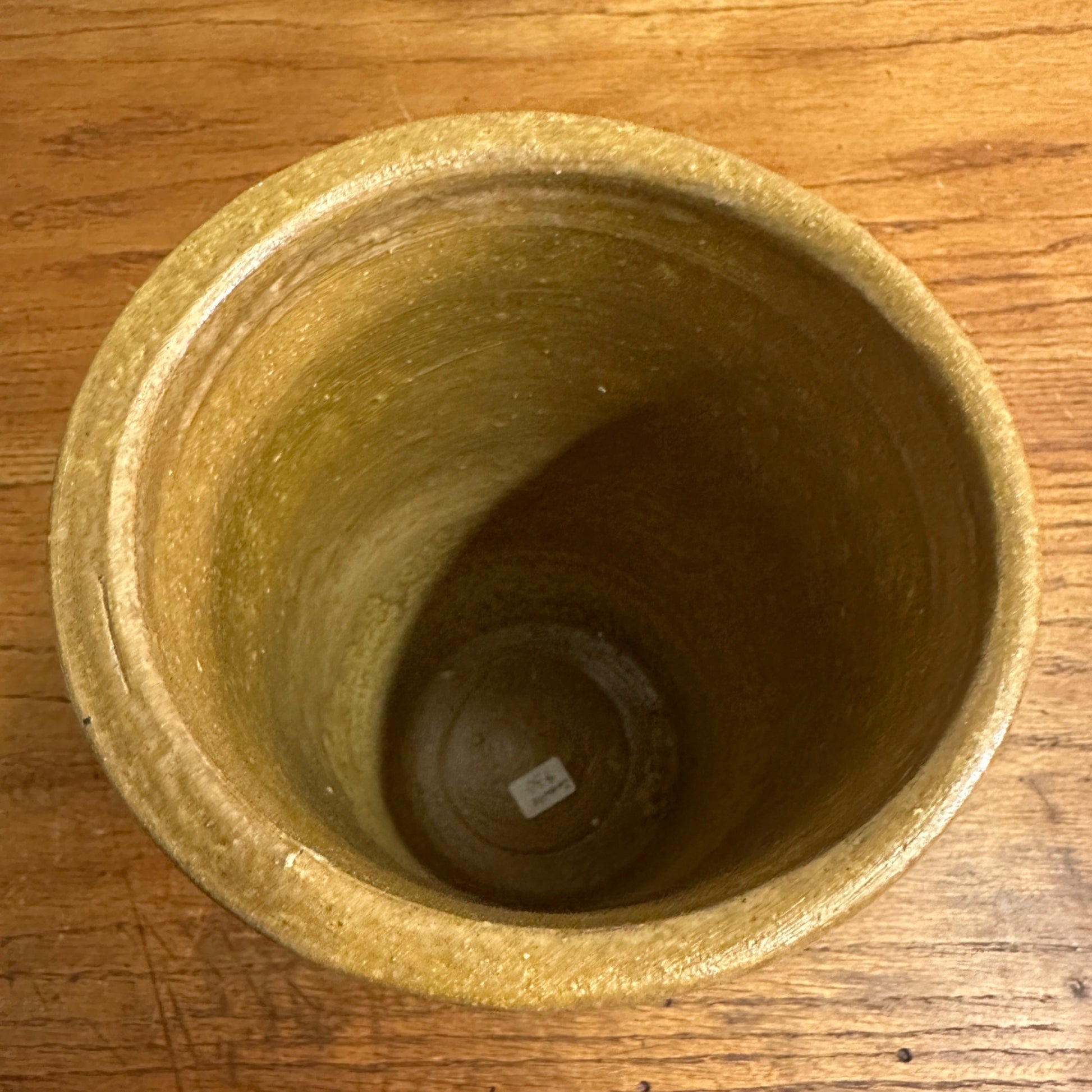 MCM Zanesville Stoneware Modern #4010 Cylinder Vase 9.5" Brown Yellow Glaze