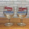 Vintage Pair Hamm’s Beer Goblet Thumbprint Heavy Stemmed Schooner Glass 6" Barware