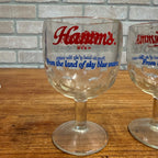 Vintage Pair Hamm’s Beer Goblet Thumbprint Heavy Stemmed Schooner Glass 6" Barware