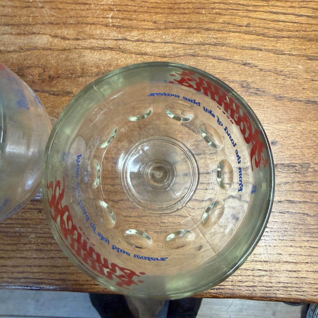 Vintage Pair Hamm’s Beer Goblet Thumbprint Heavy Stemmed Schooner Glass 6" Barware