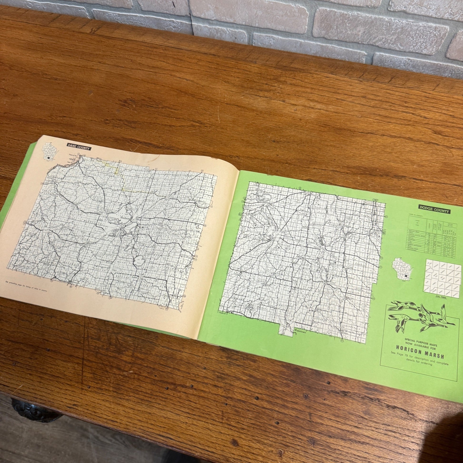 Vintage 71 Wisconsin Counties Map And State Park Info Clarkson Book Atlas