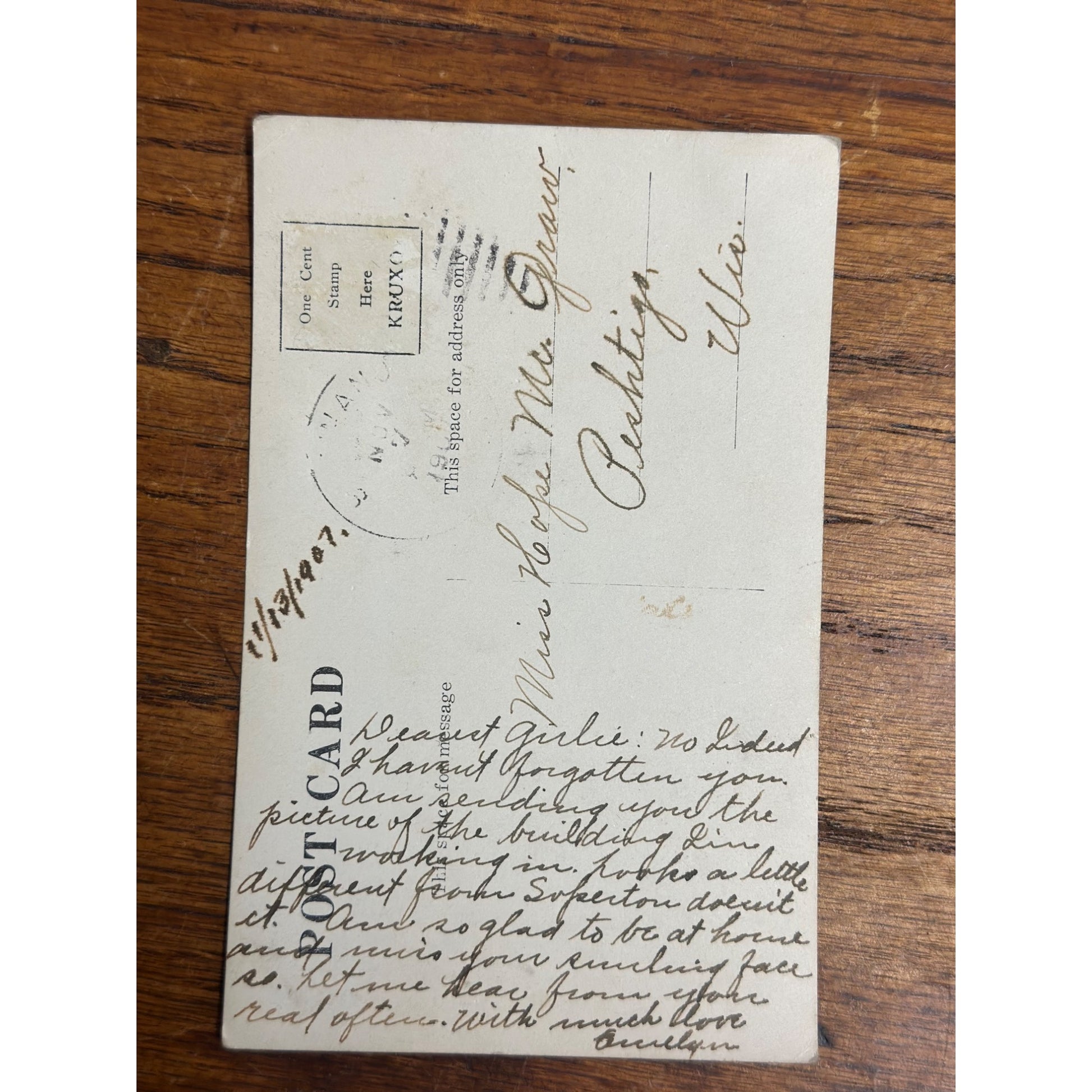 Vintage Shawano Wisconsin Postcard RPPC Court House Wis Real Photo 1907