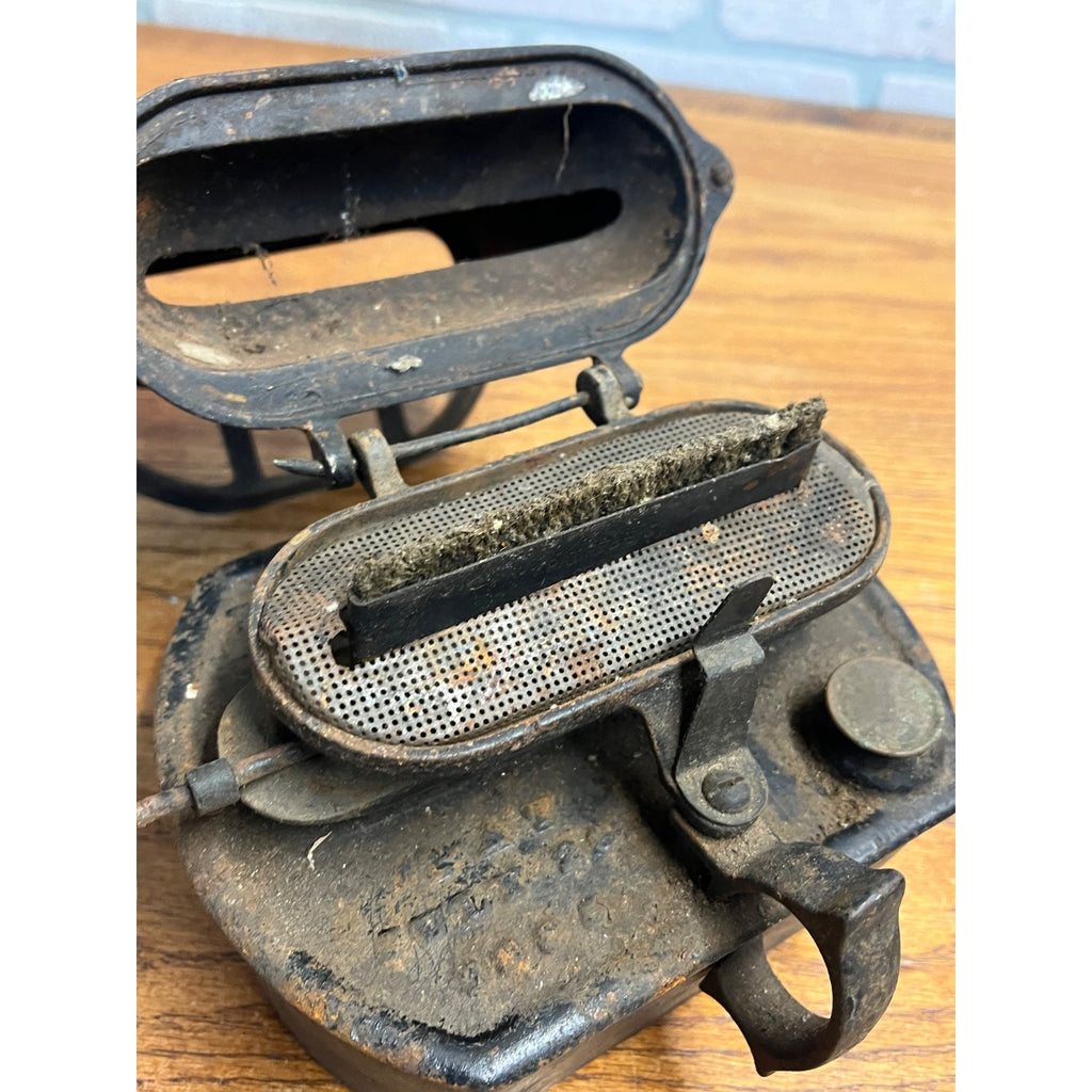 Antique Iron Clad Lamp Stove Sad Iron Heater Patent 1885 Vintage