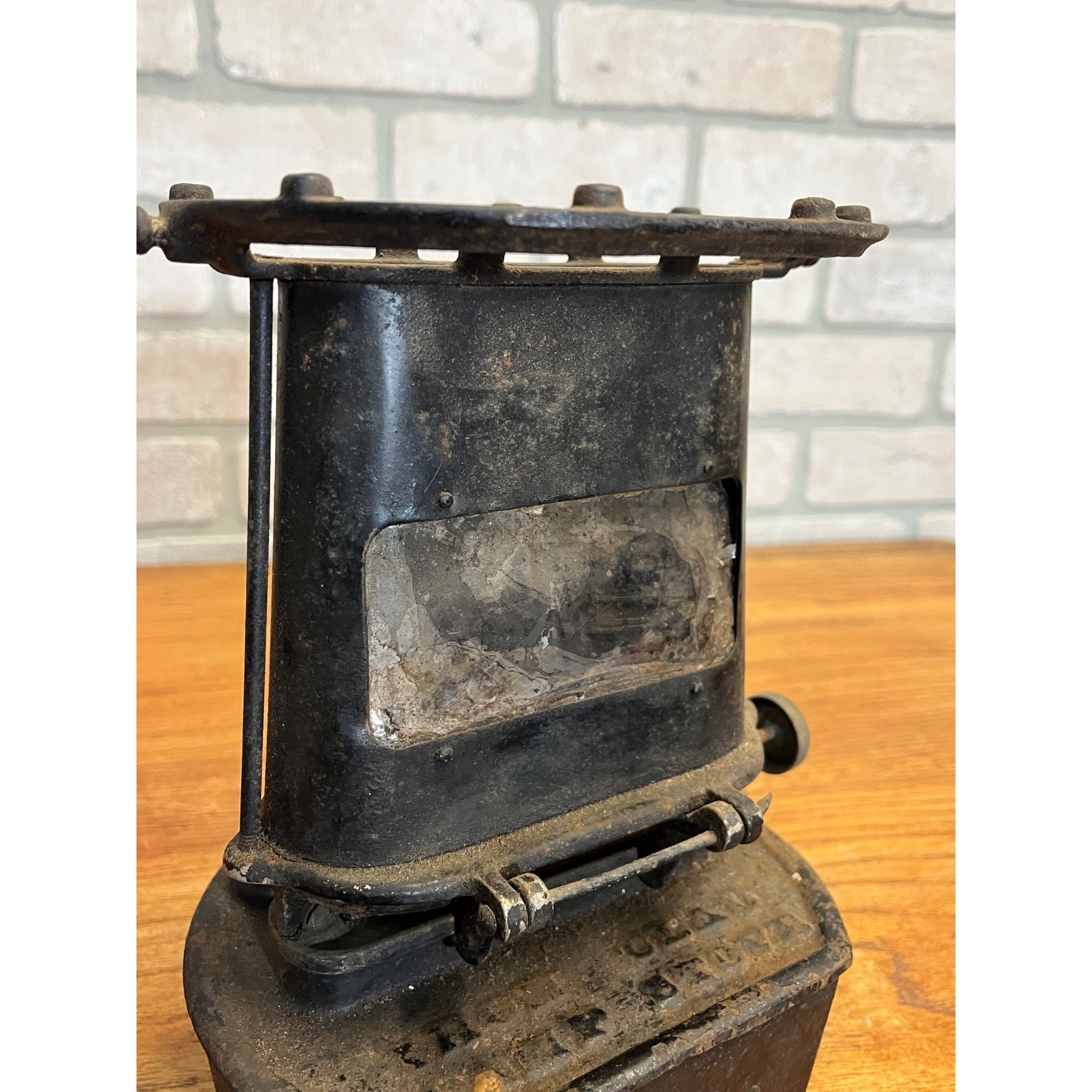 Antique Iron Clad Lamp Stove Sad Iron Heater Patent 1885 Vintage