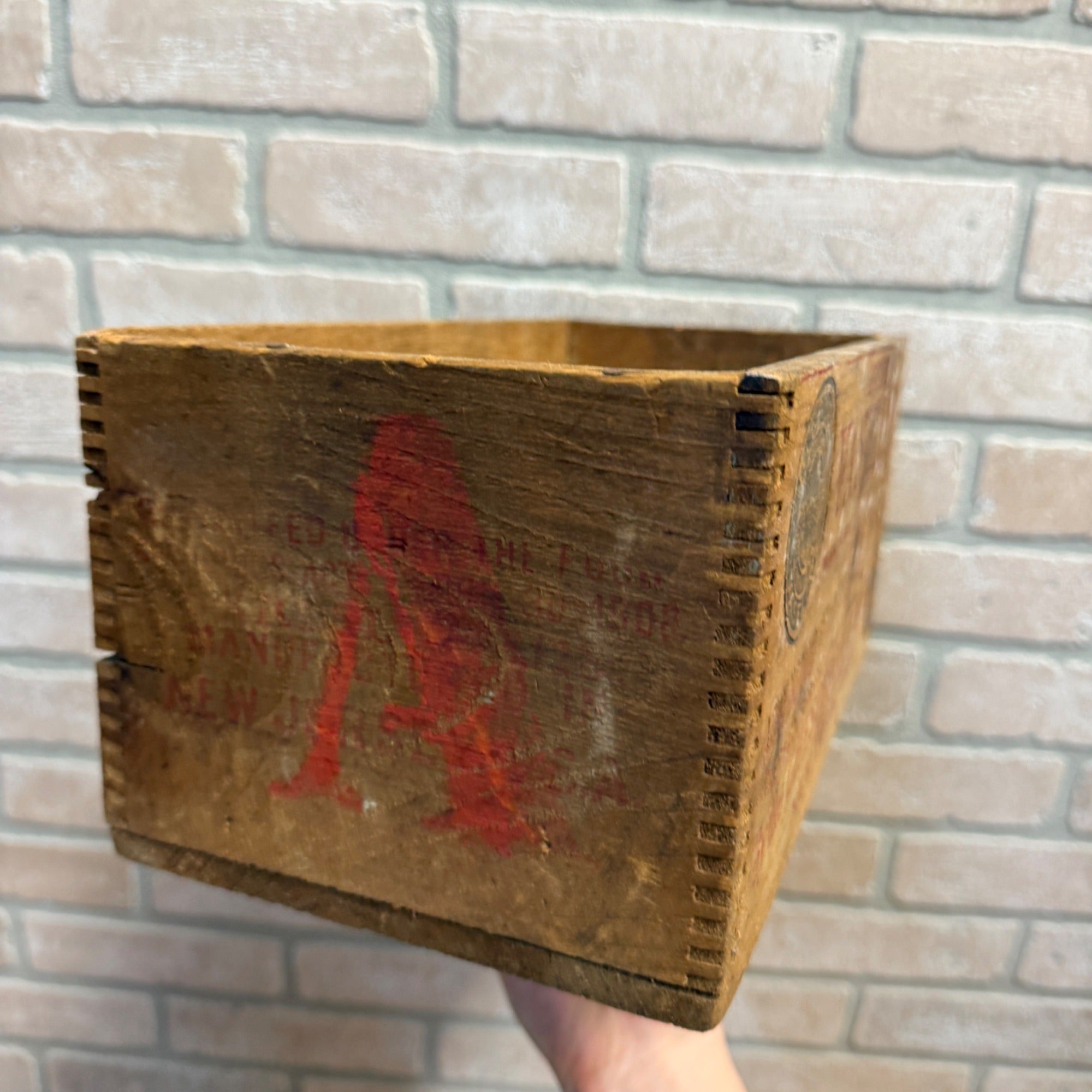 Vintage Pure Vaseline Wooden Advertising Crate Blue Seal Stamp Box New York