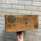 Vintage Pure Vaseline Wooden Advertising Crate Blue Seal Stamp Box New York