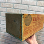 Vintage Pure Vaseline Wooden Advertising Crate Blue Seal Stamp Box New York