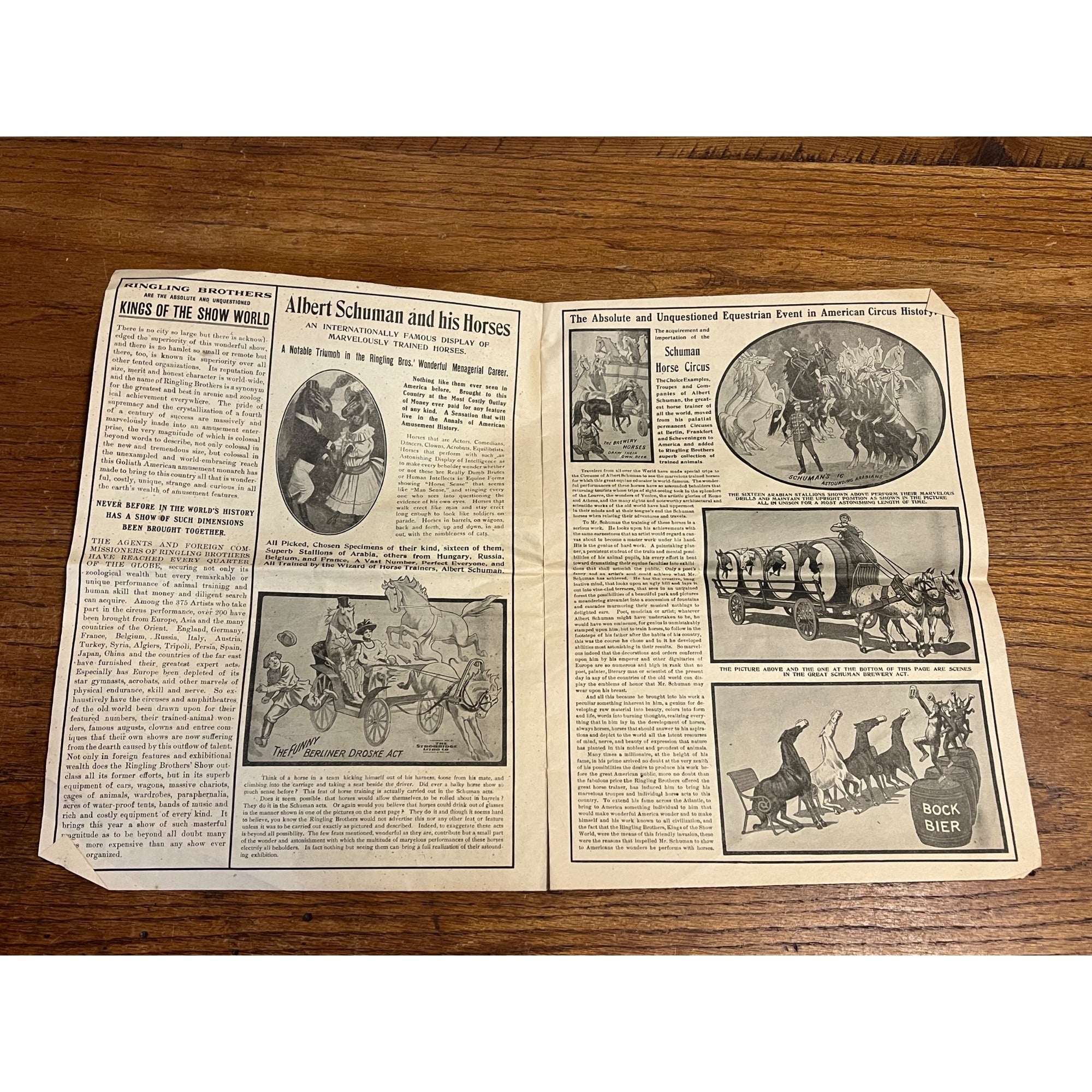Vintage c1910 Ringling Bros Circus Manitowoc Wis Wisconsin Program Poster Bill