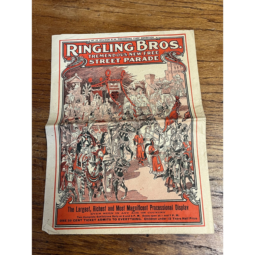 Vintage c1910 Ringling Bros Circus Manitowoc Wis Wisconsin Program Poster Bill