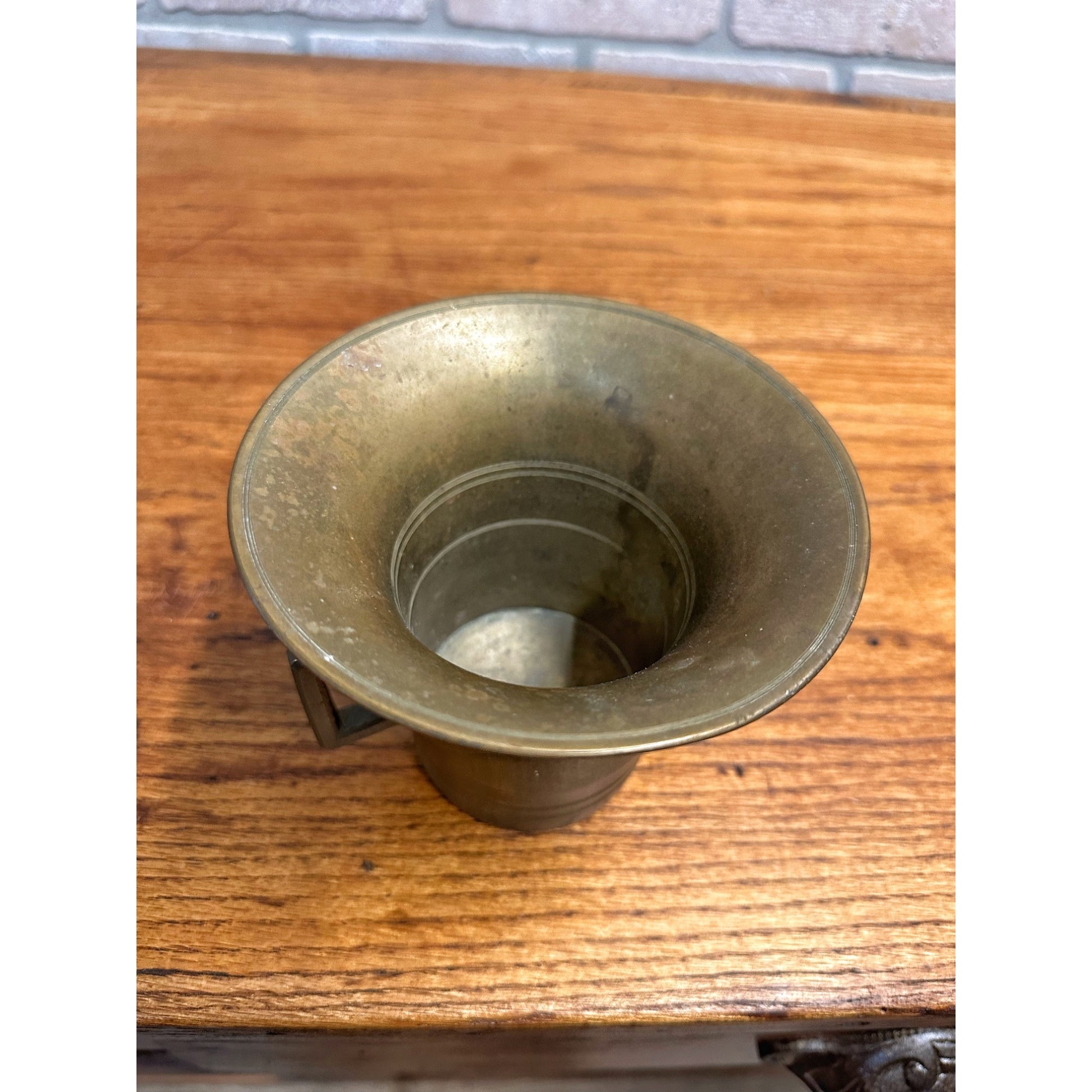 Antique Mortar Heavy Solid Brass Pharmacy Apothecary - NO PESTLE