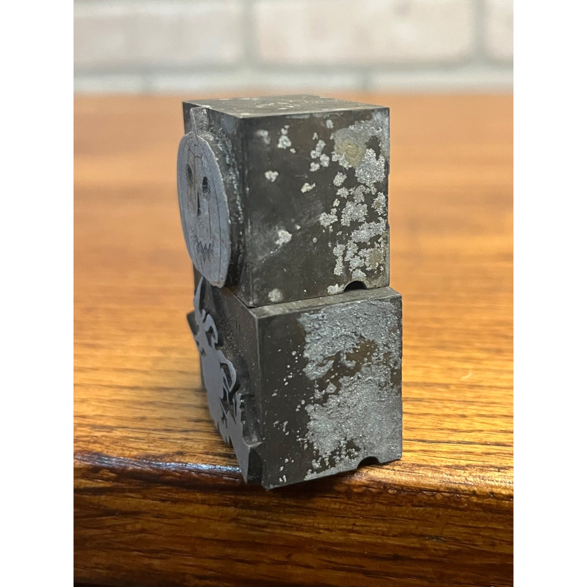 Antique Vintage Halloween Flying Witch & JOL Metal Letterpress Printing Blocks
