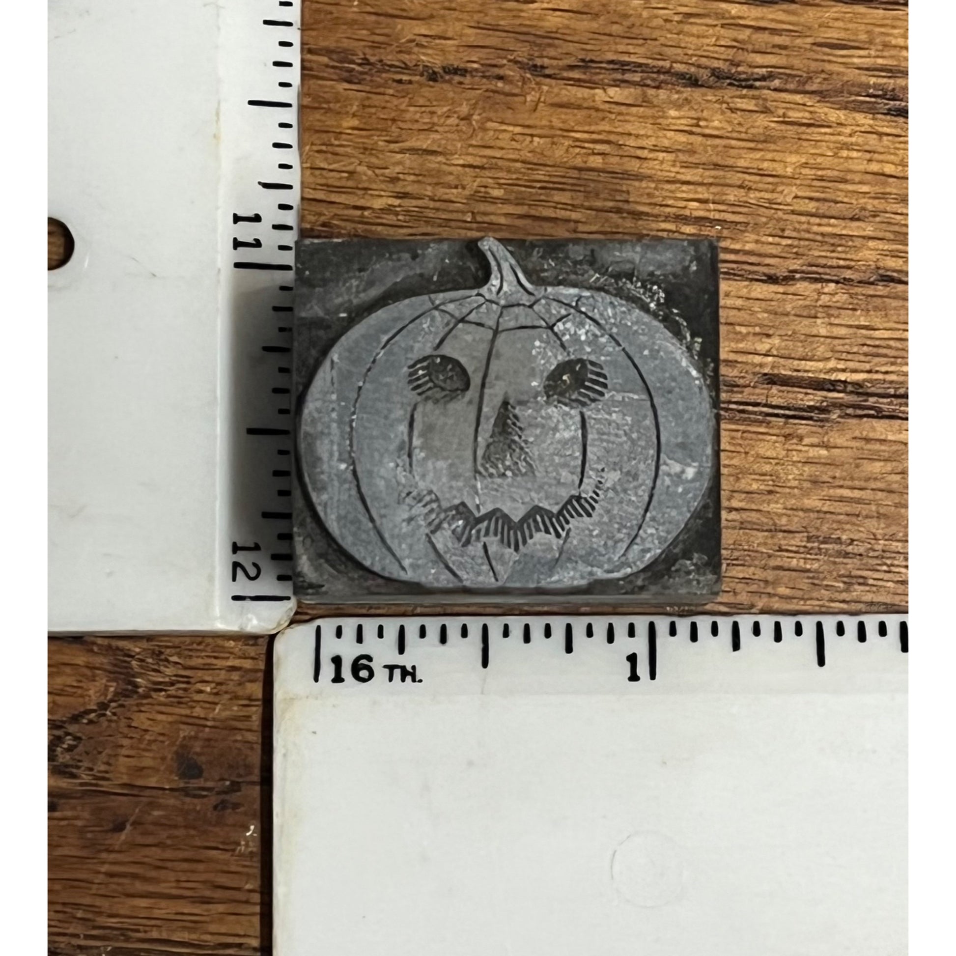 Antique Vintage Halloween Flying Witch & JOL Metal Letterpress Printing Blocks