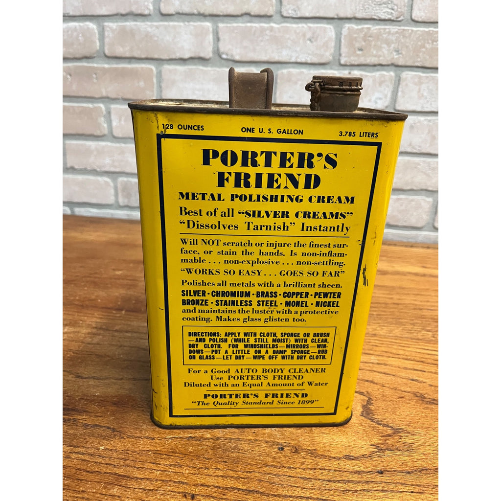 Antique Porters Friend Silver Metal Polish Cream Cleveland Oh 1 Gal Vintage