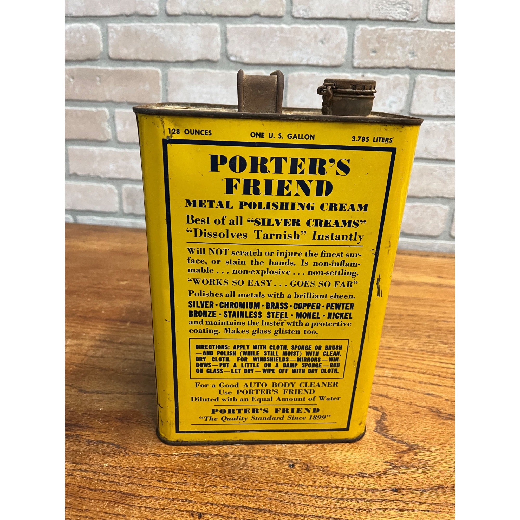 Antique Porters Friend Silver Metal Polish Cream Cleveland Oh 1 Gal Vintage