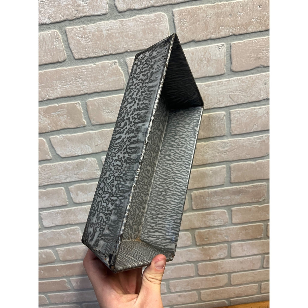 Antique Primitive Gray Enamel Graniteware Bread Pan/ Baking Dish/ Farmhouse Decor