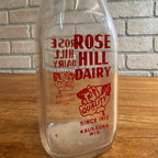 Vintage Rose Hill Dairy Kaukauna Wisconsin Quart Milk Bottle Dairy Glass