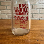 Vintage Rose Hill Dairy Kaukauna Wisconsin Quart Milk Bottle Dairy Glass