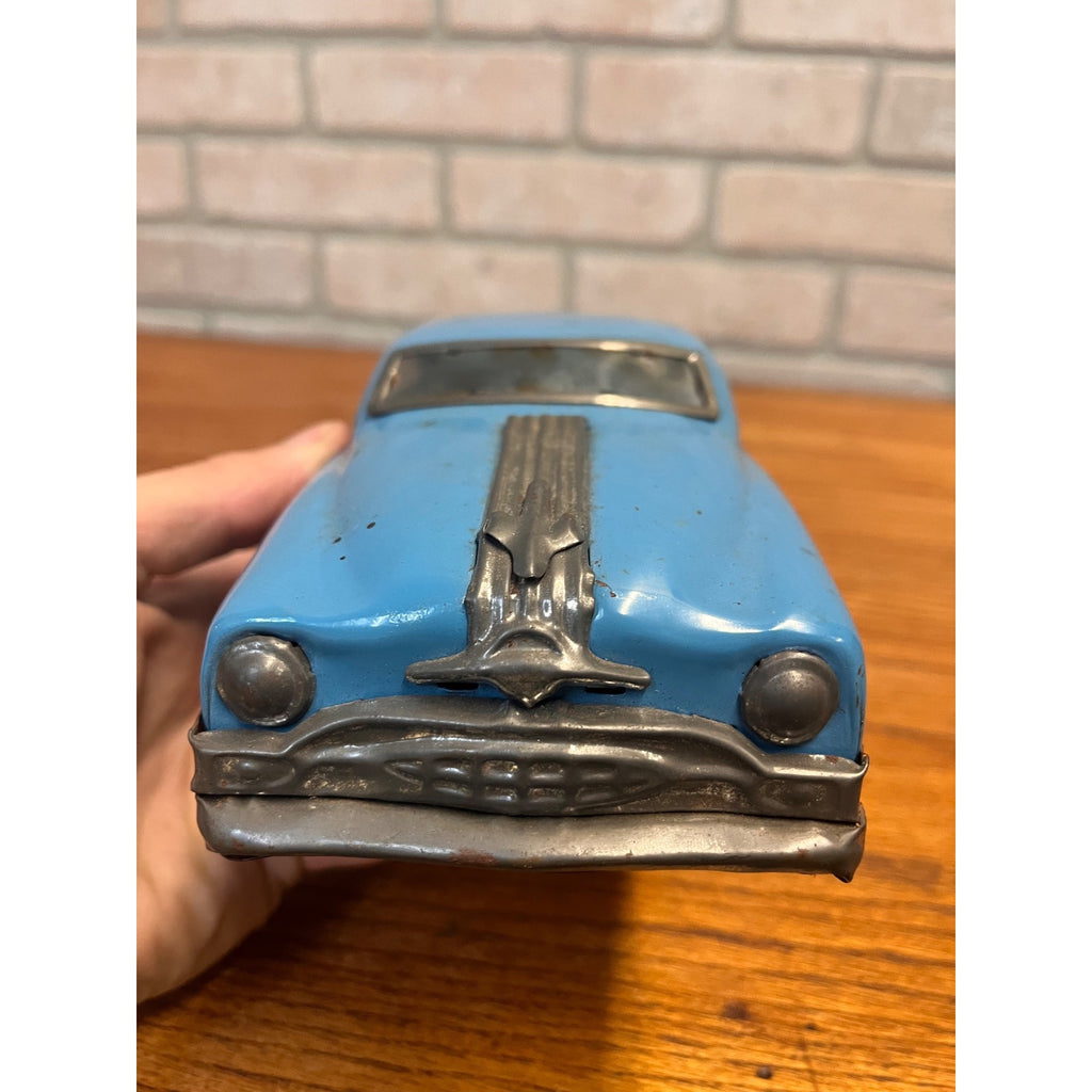 Vintage 1950s Minister Deluxe Pontiac Blue Tin Friction Toy Car Japan Tinplate