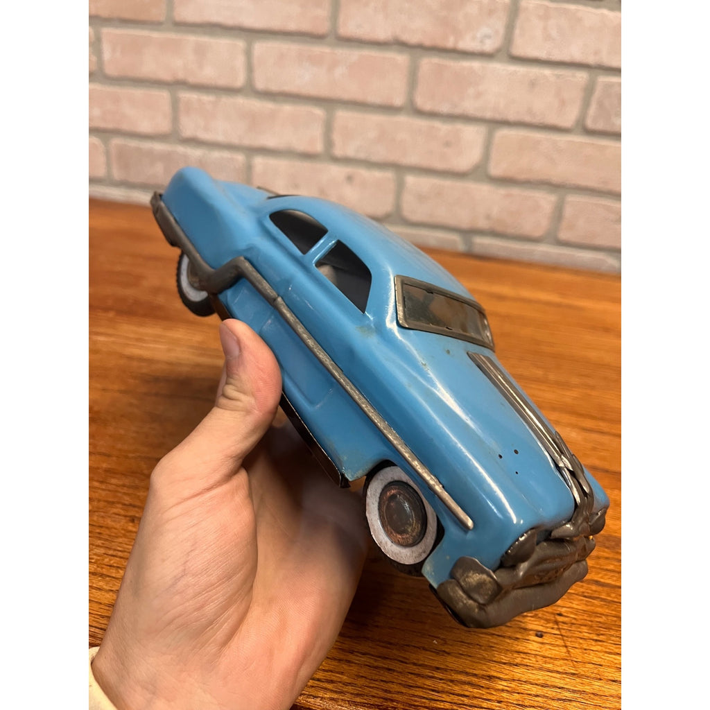 Vintage 1950s Minister Deluxe Pontiac Blue Tin Friction Toy Car Japan Tinplate