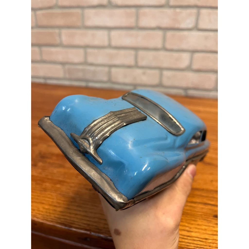 Vintage 1950s Minister Deluxe Pontiac Blue Tin Friction Toy Car Japan Tinplate