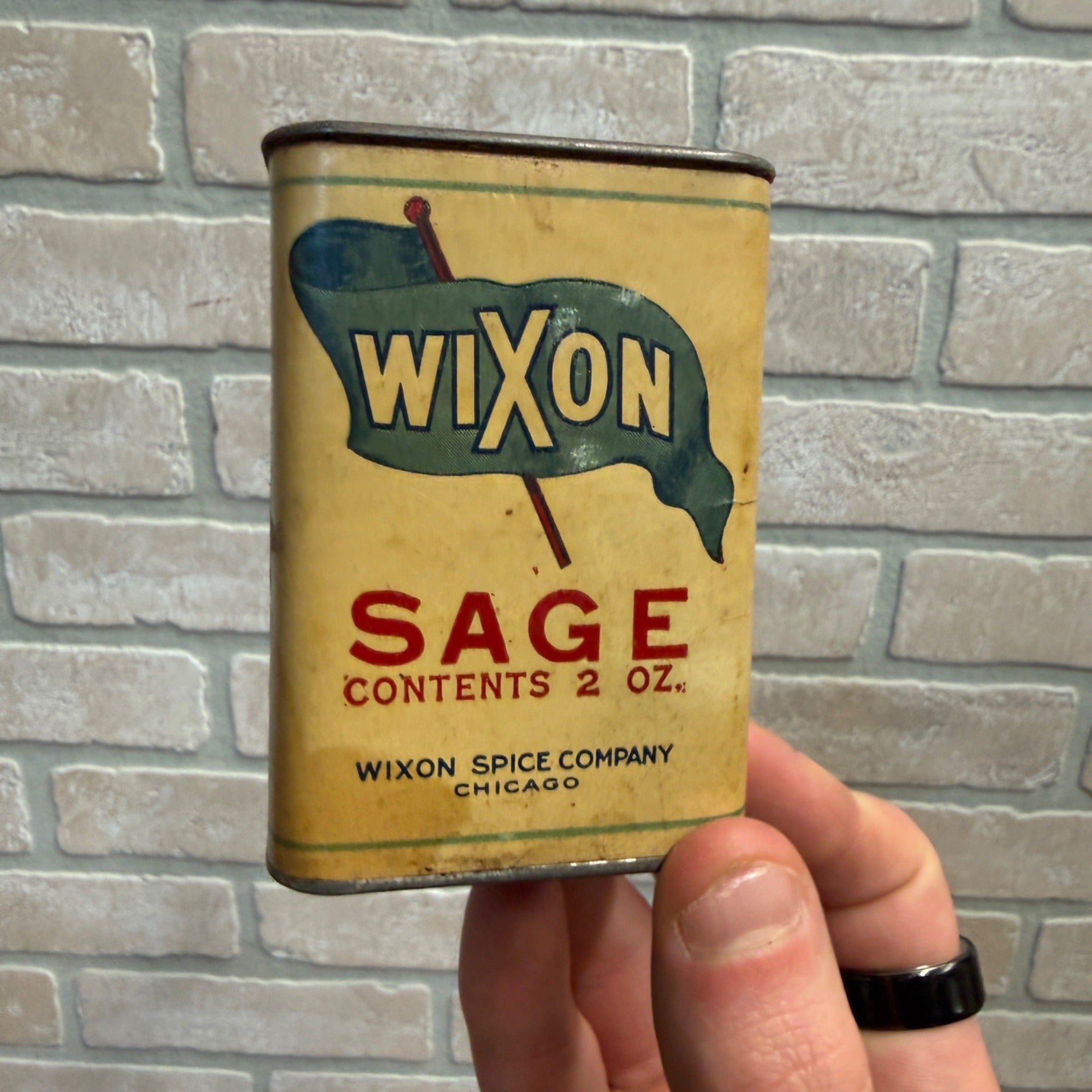 Vintage Wixon Sage Spice Tin Chicago IL Kitchen Decor