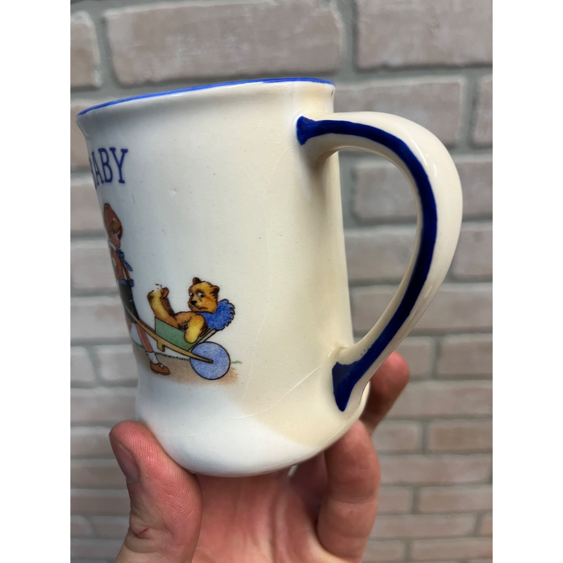 Vintage 1930s Czech Baby Child Pottery Milk Pitcher Creamer + Bowl