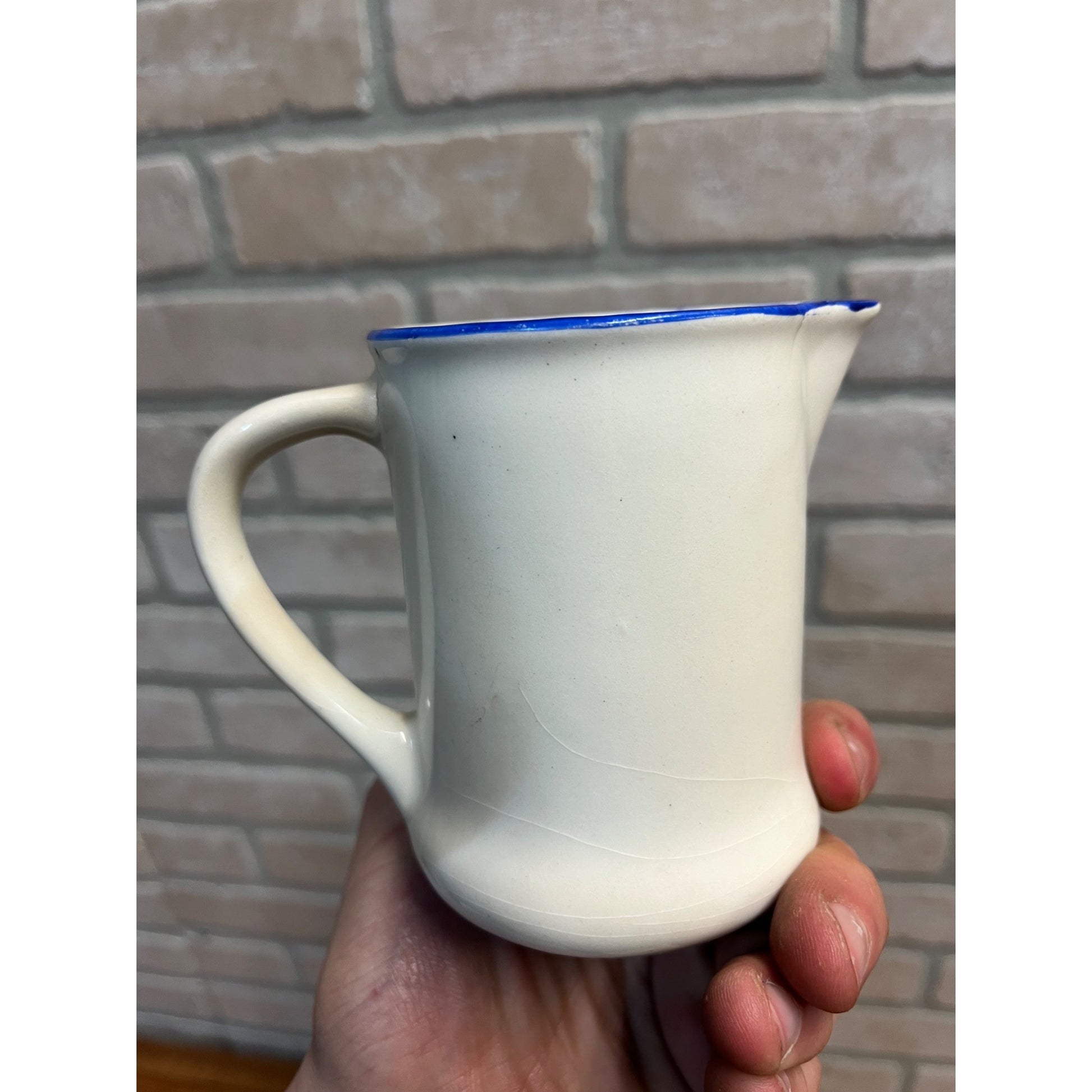 Vintage 1930s Czech Baby Child Pottery Milk Pitcher Creamer + Bowl
