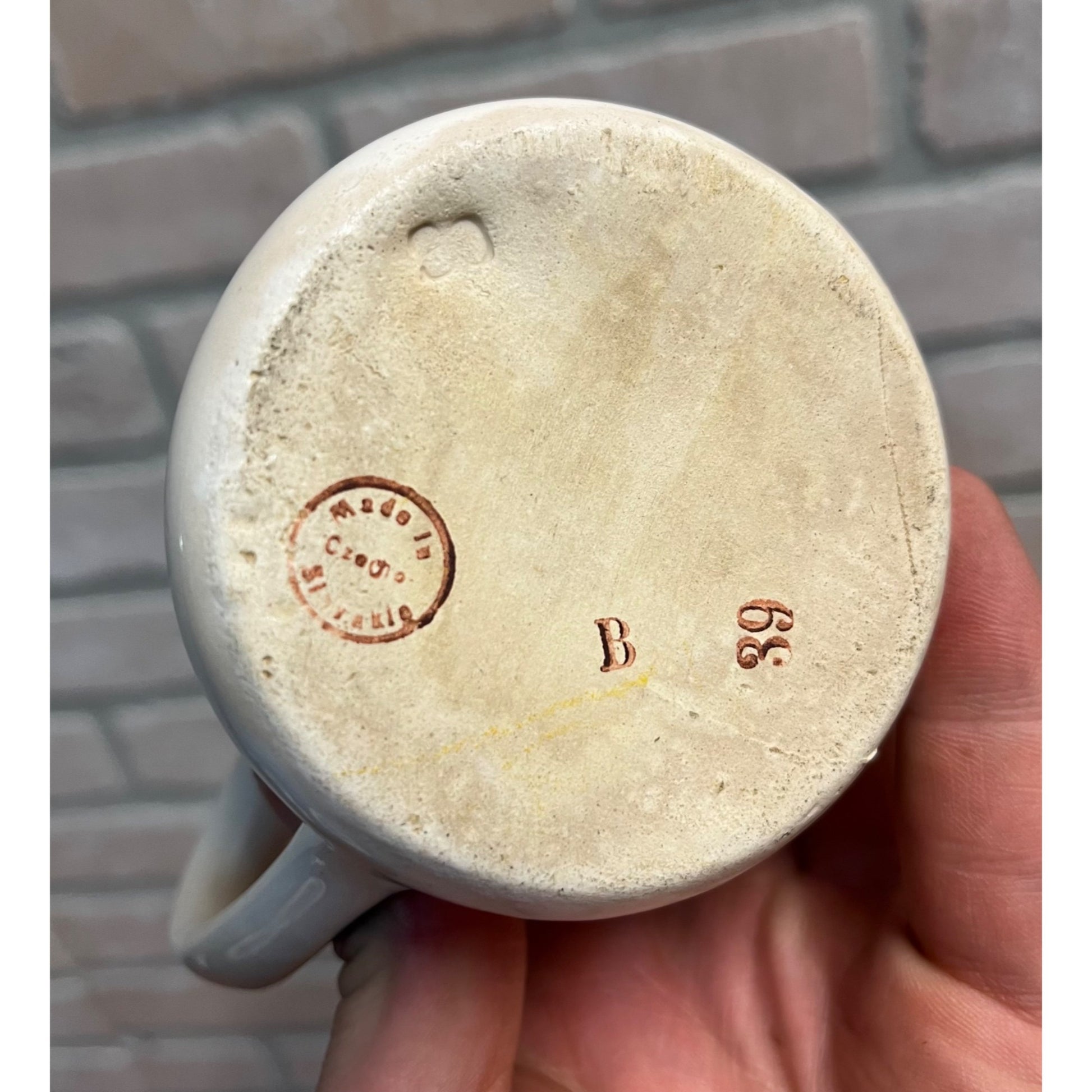 Vintage 1930s Czech Baby Child Pottery Milk Pitcher Creamer + Bowl