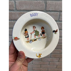Vintage 1930s Czech Baby Child Pottery Milk Pitcher Creamer + Bowl