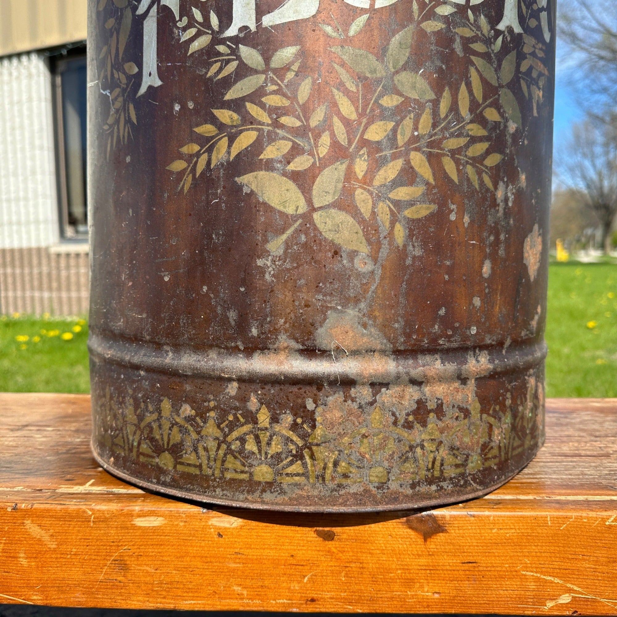 Antique Early 1900s General Store Flour Stenciled Tin Bin Primitive Farmhouse